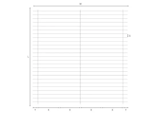 Graphique en lignes horizontales représentant des axes X et Y, avec étiquettes W, L, S et valeurs non spécifiées.