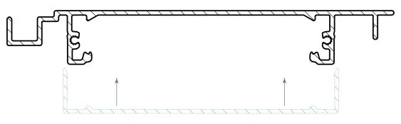 Dessin technique d’un profilé en coupe, illustrant ses dimensions et caractéristiques pour une application précise.