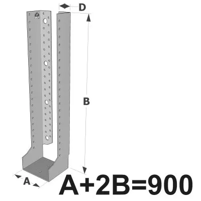 Grands sabots à ailes intérieures, gamme GLI ECONOMIQUE (développé 900mm, épaisseur 2.5mm, profondeur 90mm) - Réf. GLI900/2.5X