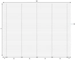 Grille de coordonnées avec axes X, Y, W, L et S, illustrant un système de repérage spatial.