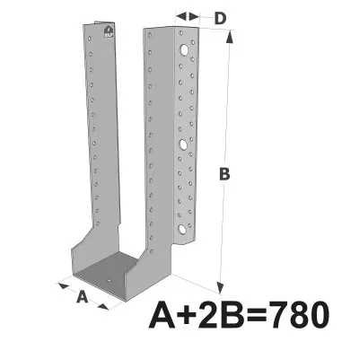 Grands sabots à ailes extérieures, gamme GLE ECONOMIQUE (développé 780mm, épaisseur 2.5mm, profondeur 90mm) - Réf. GLE780/2.5X