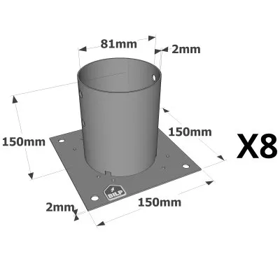 Pied de poteau rond de jardin à boulonner - Réf. PPJRB80_8