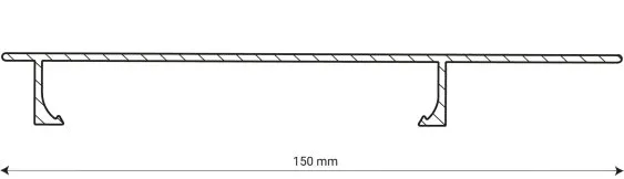 Profil en acier avec section détaillée, longueur de 150 mm, utilisé dans des applications structurelles.