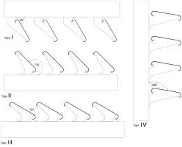 Schéma de supports d’accrochage avec différentes inclinaisons et types, illustrant les angles pour chaque modèle.