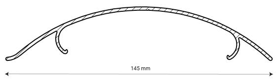 Illustration d’un schéma avec des dimensions indiquées, montrant un objet mesurant 145 mm de long.