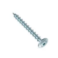 Vis à tête ronde large en métal, filet total, couleur argentée, utilisée pour le montage et la fixation.