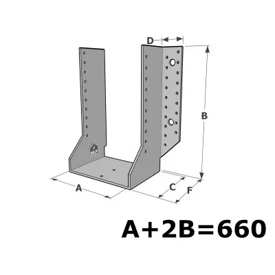 Grands sabots à ailes extérieures, gamme GSE CLASSIQUE (épaisseur 4mm, profondeur 110mm) - Réf. GSE660/4X-AL