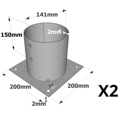 Pied de poteau rond de jardin à boulonner - Réf. PPJRB140_2