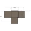 Dimensions du connecteur SUNDIY pente 20° Gris Taupe RAL 7006 - 120mm à 4 directions - Forme T1