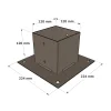 Dimensions du support de poteau SUNDIY Gris taupe RAL7006 - Largeur intérieur 120mm